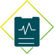 Icon of clipboard with EKG line